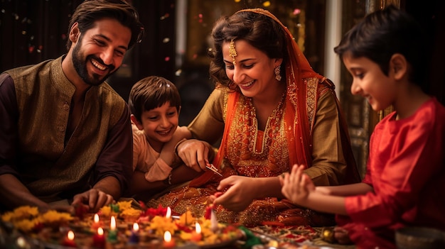 célébrer le festival de Diwali avec la famille