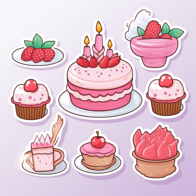 Célébrer avec style des autocollants de gâteau d'anniversaire adorables et des illustrations de mains mignonnes