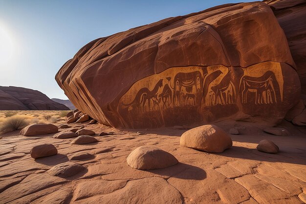 Photo les célèbres gravures rupestres préhistoriques de twyfelfontein en namibie, en afrique