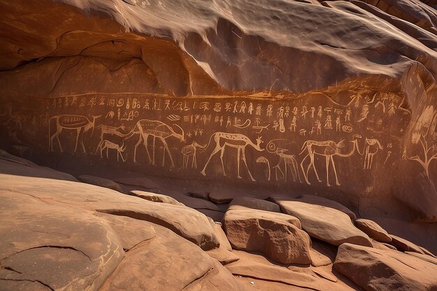 Photo les célèbres gravures rupestres préhistoriques de twyfelfontein en namibie, en afrique