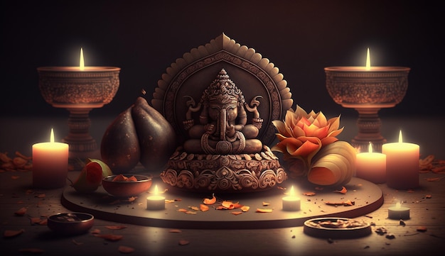 Célébrez l'asalha puja ou le jour du dharma Art généré par Ai