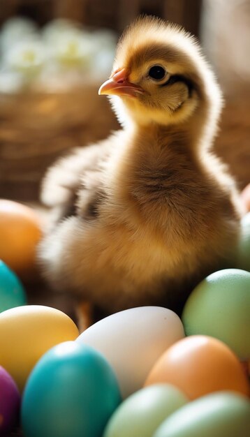 Photo célébrez pâques avec d'adorables poussins, symbole de renouveau et de joie printanière