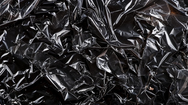 Photo cellophane ou plastique noir déformé impact sur l'environnement