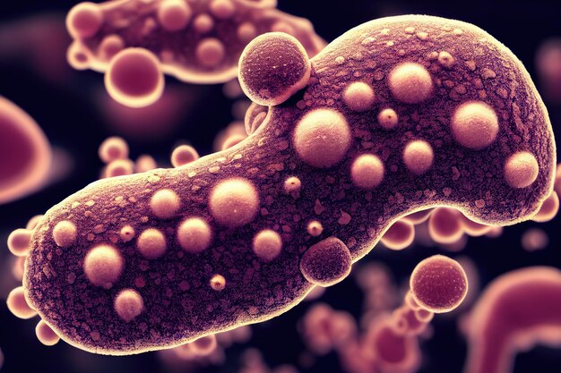 Cellule bactérienne sous effet microscope