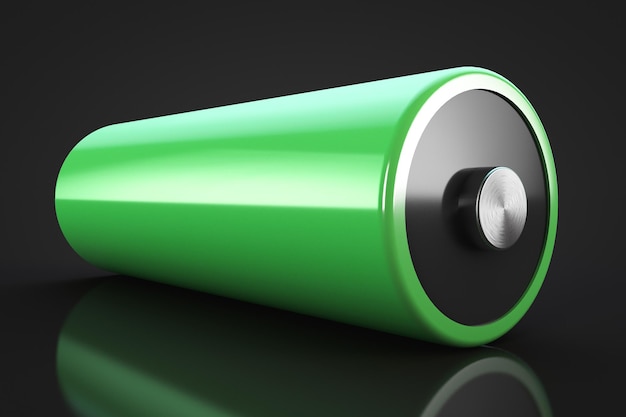 Cellule de batterie verte sur fond noir