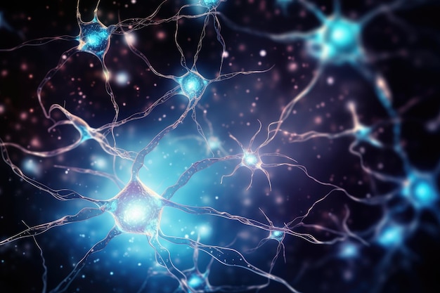 Cellule nerveuse active se connectant dans le cerveau humain