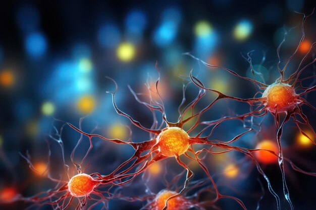 Cellule neuronale avec des neurones dans le système nerveux cérébral