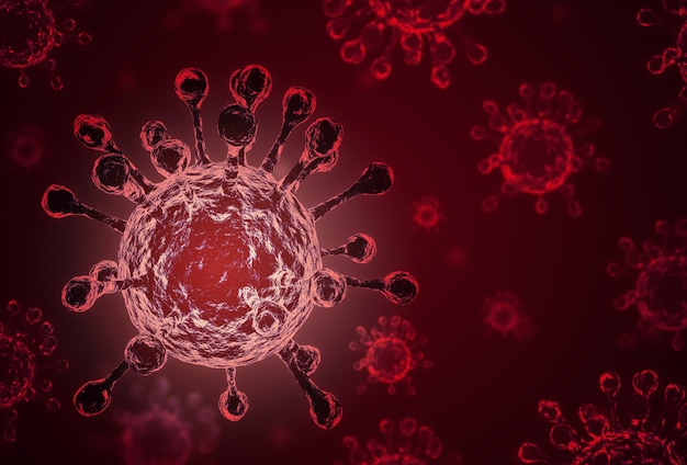 Cellules germinales du virus Covid ou illustration de coronavirus