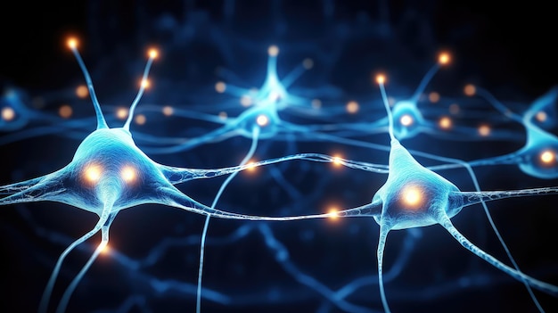 Cellules neuronales haute résolution avec des liens neuronaux brillants