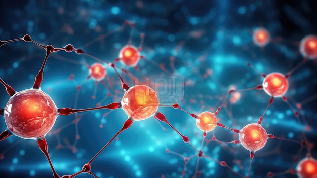 Cellules neuronales haute résolution avec des liens neuronaux brillants