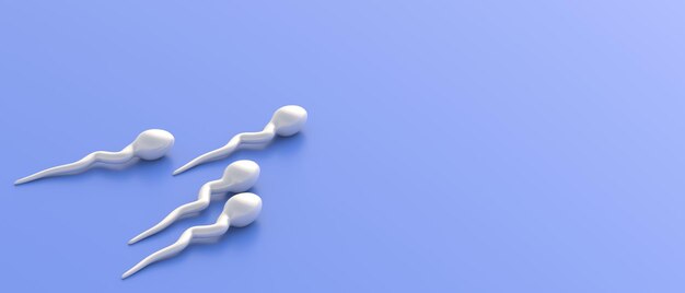 Cellules de sperme se déplaçant sur fond bleu Fertilisation début d'une nouvelle illustration 3d du concept de vie