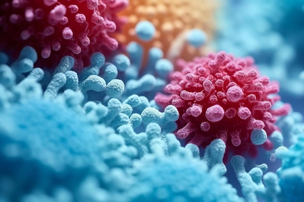 cellules virales ou bactéries au microscope