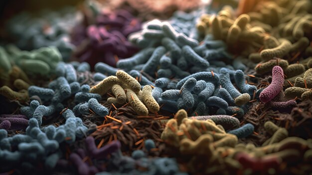 Cellules virales et bactéries microscopiques 3d