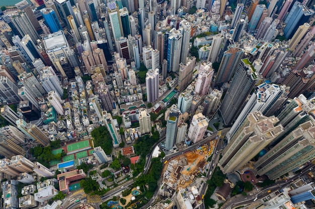 Central, Hong Kong 24 septembre 2019 : Vue de haut en bas de la ville de Hong Kong