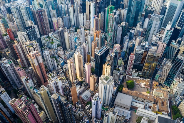 Central, Hong Kong 29 avril 2019 : Vue aérienne de la ville de Hong Kong