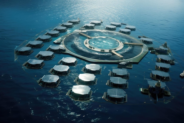 Centrale électrique futuriste du futur dans l'énergie de l'eau de mer