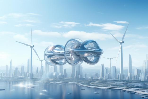 Centrale électrique futuriste respectueuse de l'environnement