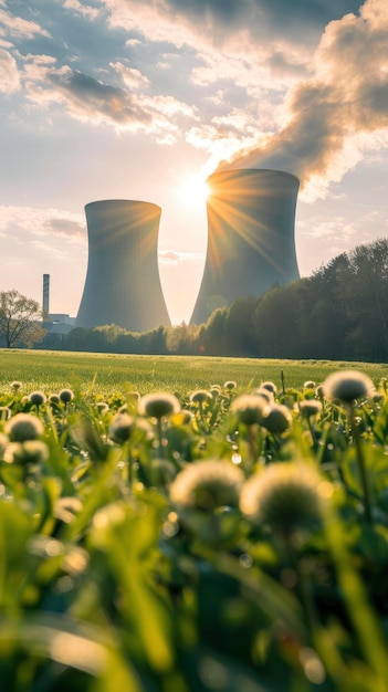 Centrale nucléaire moderne et respectueuse de l'environnement concept d'énergie verte énergie renouvelable