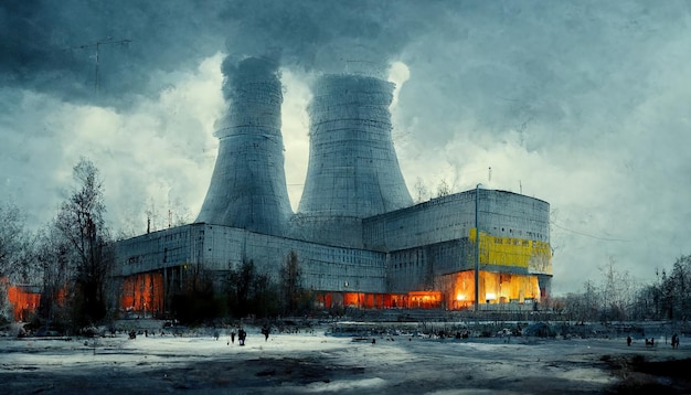 Centrale nucléaire de Tchernobyl Illustration de la peinture de la ville de Tchernobyl