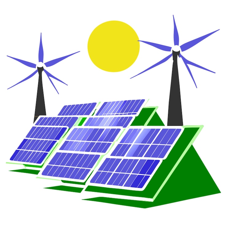 Photo centrale solaire à énergie renouvelable avec des rangées de panneaux illustration vectorielle plate 2
