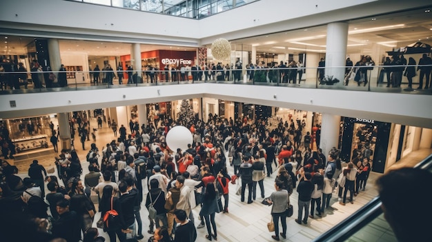 Un centre commercial bondé lors du Black Friday