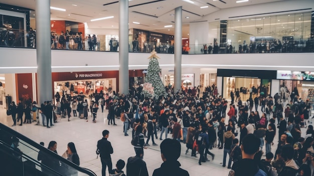 Un centre commercial bondé lors du Black Friday