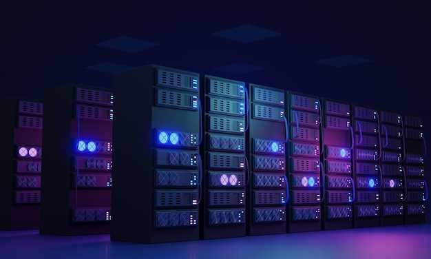 Centre de données pour le stockage d'informations et le téléchargement d'un concept d'illustration 3D
