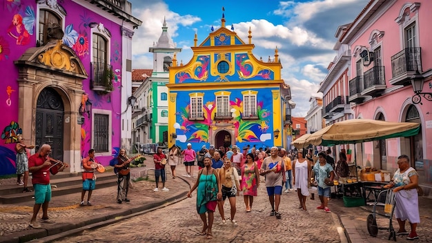 Photo centre historique de pelourinho dans la ville de salvador bahia au brésil