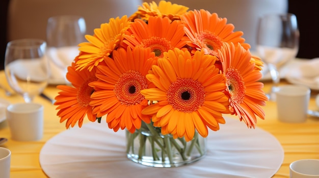 Centre de table gerbera orange