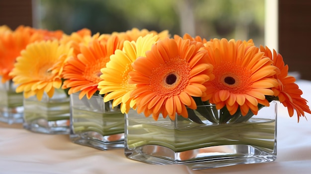 Centre de table gerbera orange