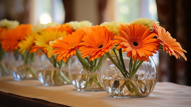 Centre de table gerbera orange