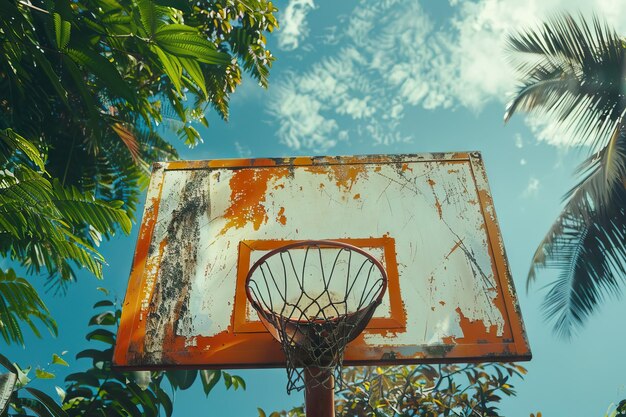 Un cerceau de basket-ball sur un plateau peint dans un parc costaricain