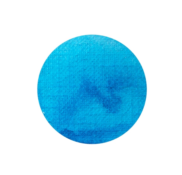 Cercle aquarelle bleu sur fond blanc peinture dessinée à la main