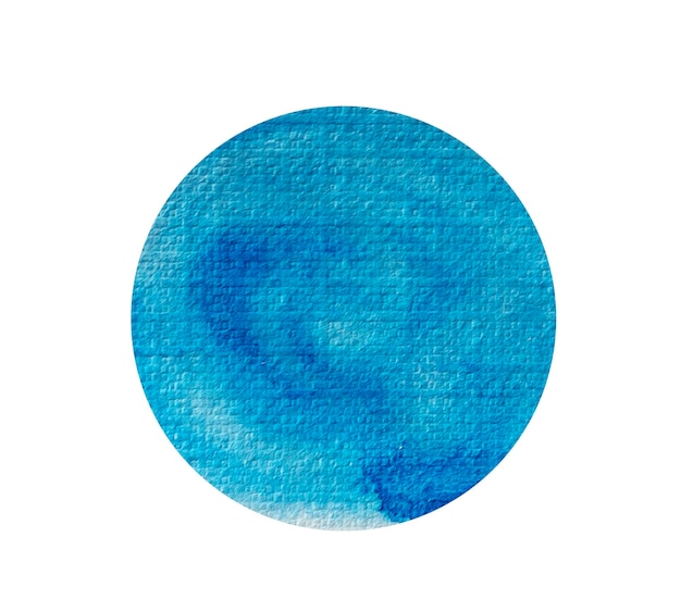 Cercle aquarelle bleu sur fond blanc peinture dessinée à la main