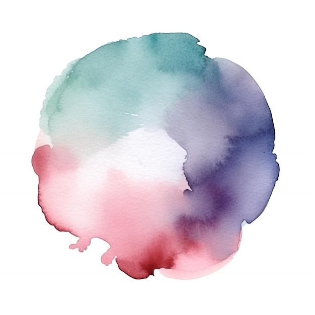 Un cercle aquarelle avec une couleur bleue et rose.