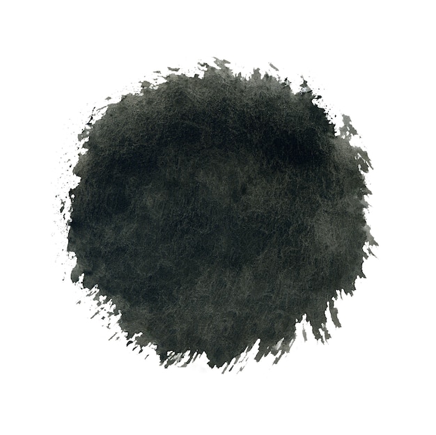 Cercle aquarelle, splash goutte noire sur blanc