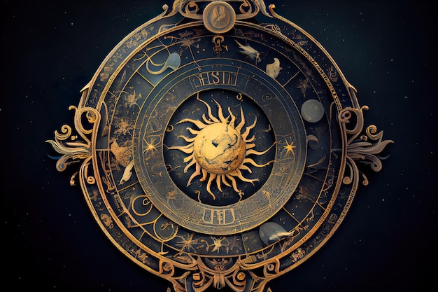 Cercle astrologique avec symbole solaire Concept de jour astrologique Génératif d'IA