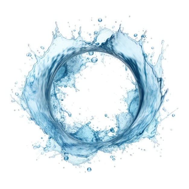 Photo un cercle bleu avec des éclaboussures d'eau et le mot eau dessus