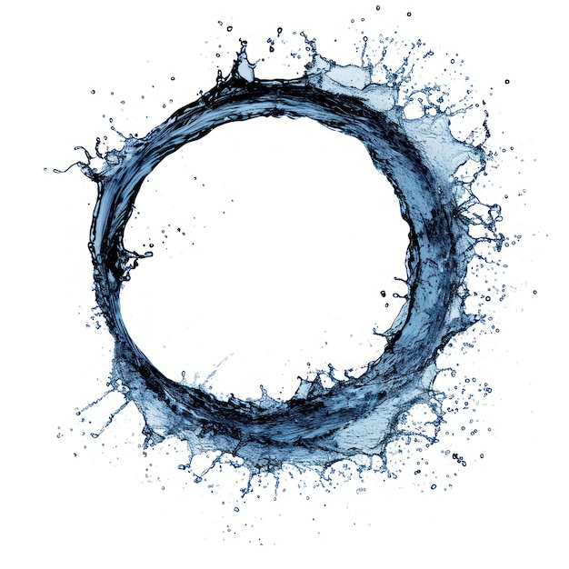 Photo un cercle bleu avec des éclaboussures d'eau