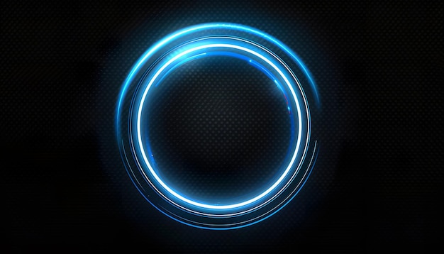 un cercle avec une bordure bleue et un fond noir