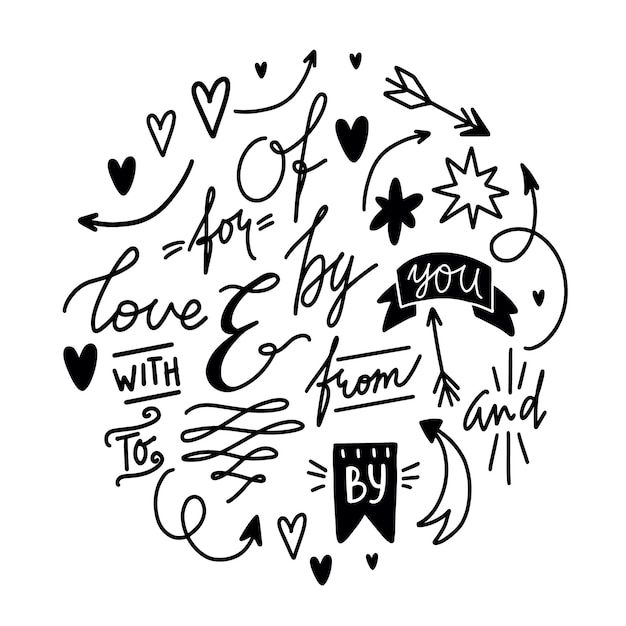 un cercle de cœurs et les mots amour par amour