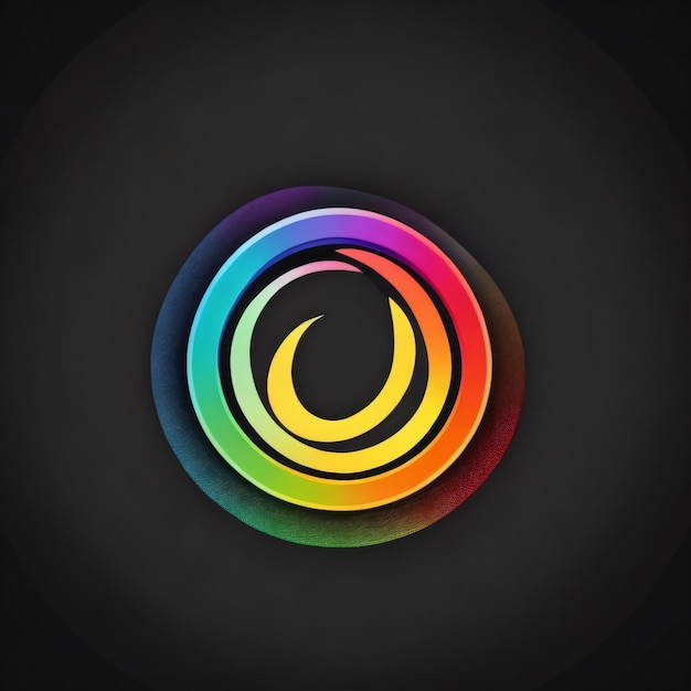 Un cercle coloré avec un fond noir qui dit "arc-en-ciel" dessus