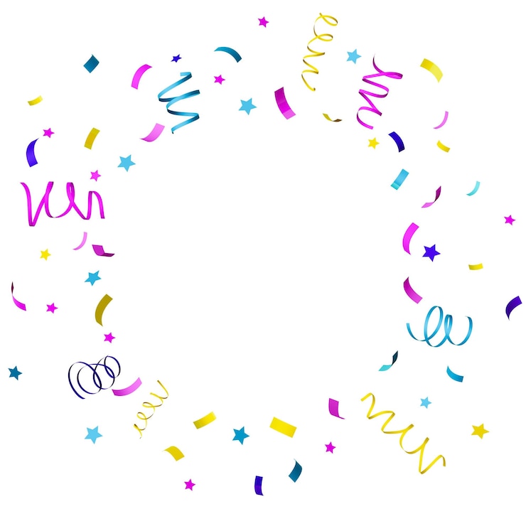 Photo cercle de confettis multicolores sur fond blanc idéal pour les conceptions festives, les thèmes de célébration ou les arrière-plans dynamiques dans divers projets créatifs.