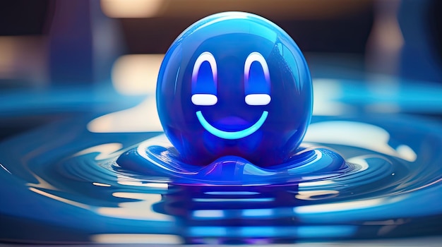 Photo le cercle d'emoji d'eau 3d