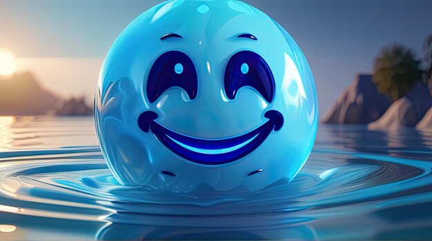 Le cercle d'emoji d'eau 3D