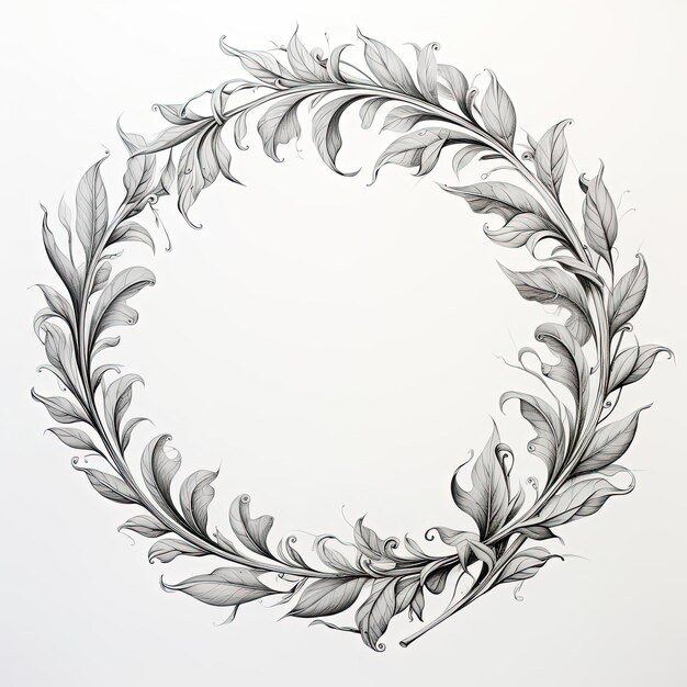 Photo un cercle de feuilles dessiné sur un fond blanc dans le style de dessins animés spirituels et intelligents