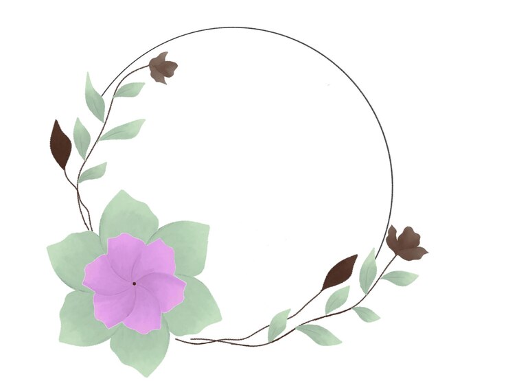 Photo un cercle avec une fleur et des feuilles dessus