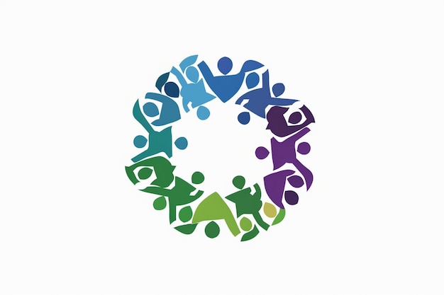 un cercle avec des gens au milieu avec le mot famille dessus