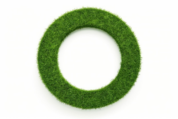 Cercle d'herbe verte sur fond blanc