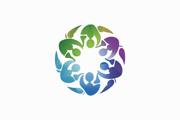 un cercle avec un logo vert et violet qui dit " tous les gens "
